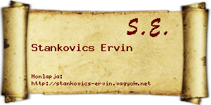 Stankovics Ervin névjegykártya