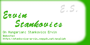 ervin stankovics business card